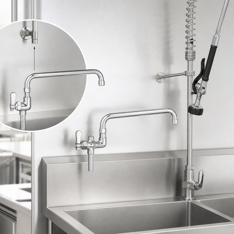 Product image #3 for Steel Works Stainless 10-Inch Add-On Faucet for Pre-Rinse Units