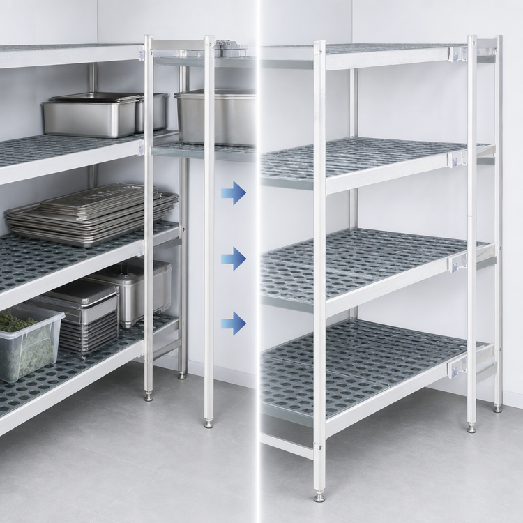 Product image #3 for Fermostock Modular 4-Tier Corner Expansion Shelving Unit Kit with Polymer Inserts, 31 x 14 x 83 Inches