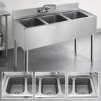 Thumbnail image #3 for Krowne Silver Series 18-33 38.5-Inch 3-Compartment Stainless Steel Underbar Sink with Wall-Mount Faucet