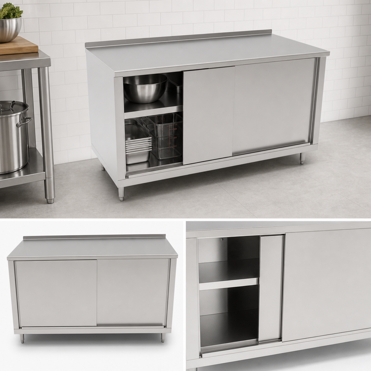 Product image #3 for John Boos 60-Inch x 24-Inch Enclosed Work Table with Sliding Doors and Stainless Steel Top