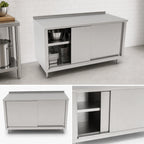 Thumbnail image #3 for John Boos 4CS6R1.5-2460 60-Inch x 24-Inch Enclosed Stainless Steel Work Table with Sliding-Door Cabinet, 16-Gauge 300-Series Top and 1-1/2-Inch Rear B