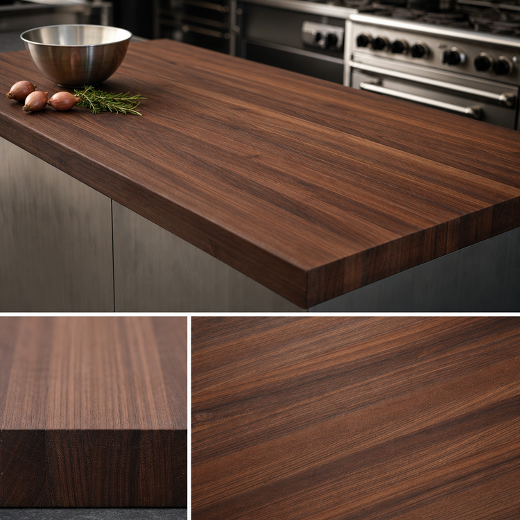 Product image #3 for Boos Block American Black Walnut Edge Grain Kitchen Countertop, 144 x 42 x 1-1/2 Inch, Varnique Finish