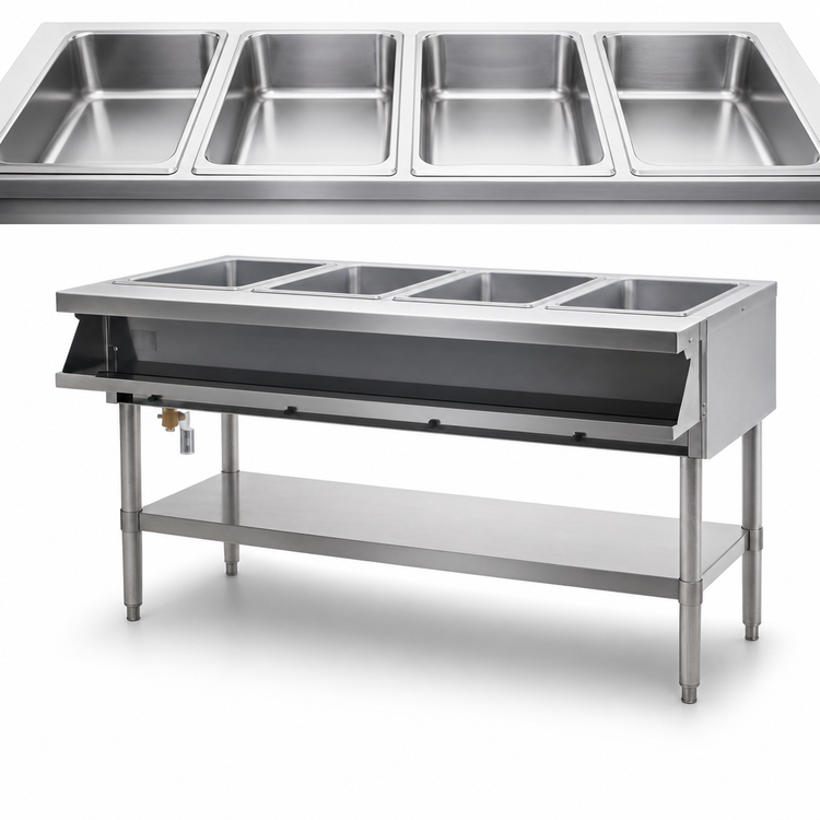 Product image #3 for Eagle Group Electric 4-Well Sealed Well Hot Food Table with Open Base, 208V