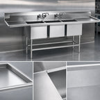 Thumbnail image #3 for Eagle Group Spec-Master FN2060-3-36R-14/3 Three-Compartment Stainless Steel Sink, 20 x 20 x 14-Inch Bowls, Right 36-Inch Drainboard