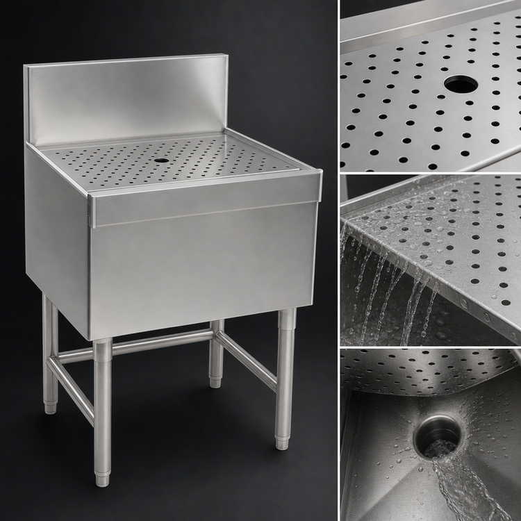 Product image #3 for Spec-Bar 12-Inch x 19-Inch Freestanding Stainless Steel Workboard with Perforated Insert and Drain