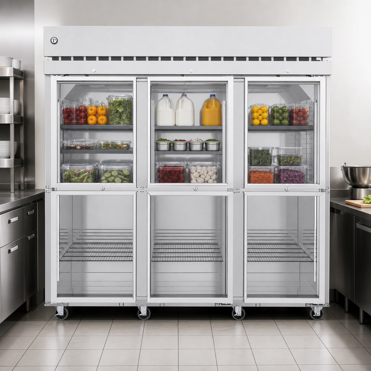 Product image #3 for Hoshizaki Steelheart Three-Section Half Glass Door Reach-In Refrigerator, Standard Depth