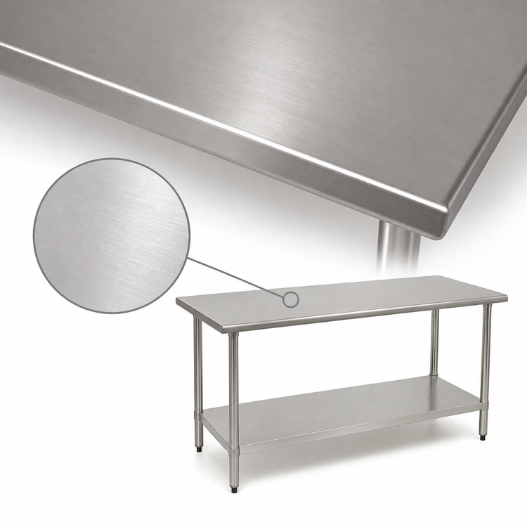 Product image #3 for BlendPort Budget Series 430 Stainless Steel Flat Top Work Table with Adjustable Undershelf, 48 x 24 Inches