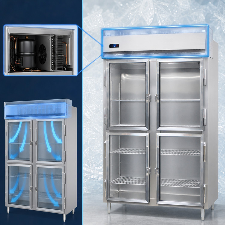 Product image #3 for Continental Refrigerator Designer Line D2FSNGDHD Two-Section Shallow Depth Reach-in Glass Door Freezer