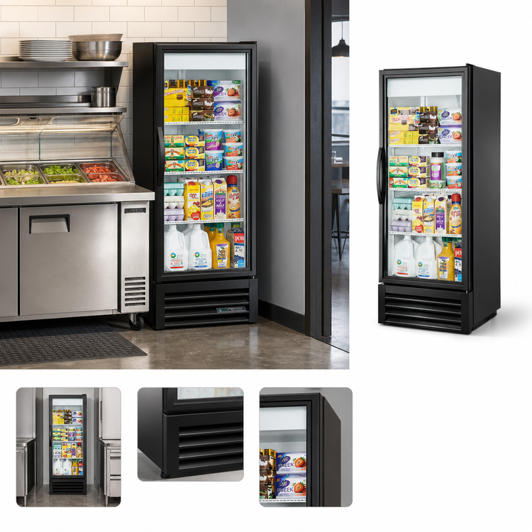 Product image #3 for True Single-Section Glass Door Merchandiser Refrigerator with Low-E Hinged Door