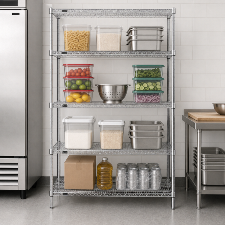 Product image #3 for Redipak 4-Tier Stationary Wire Shelving Unit, 36 x 18 x 63 Inches, EAGLEgard Hybrid Epoxy Finish