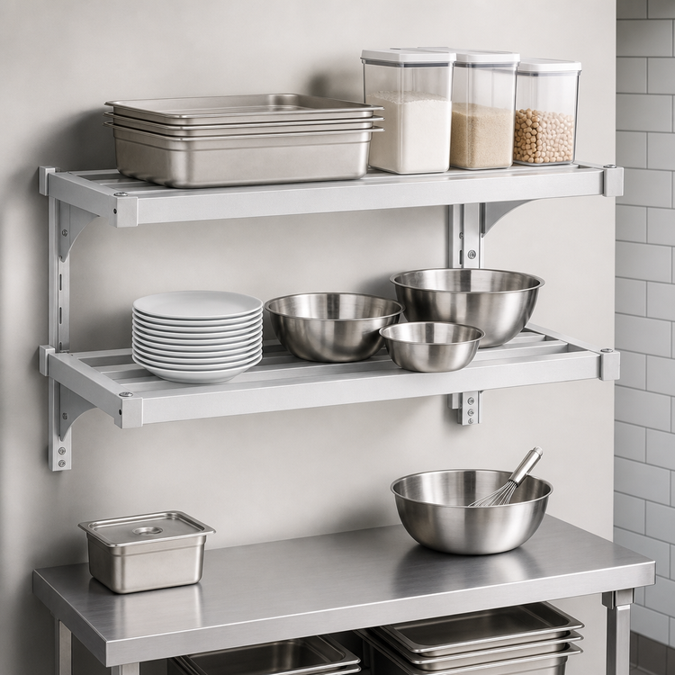 Product image #4 for New Age C2448HD Heavy-Duty Adjustable Wall-Mounted Shelf, 24 x 48 Inch, Aluminum