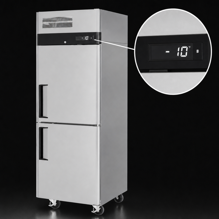 Product image #3 for Turbo Air M3 Series One-Section Reach-In Freezer with Solid Half Doors, 21.5 Cu. Ft., Top-Mounted Self-Contained