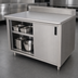 Thumbnail image #3 for Advance Tabco Special Value Economy Enclosed Work Table with Cabinet Base, Sliding Doors, Mid-Shelf, 120 x 30 Inch, 304 Stainless Steel Top