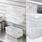 Thumbnail image #3 for Quantum QUS238CL Clear Polypropylene Stack & Hang Shelf Bin, 18 x 5-1/2 x 5 Inches Case of 12