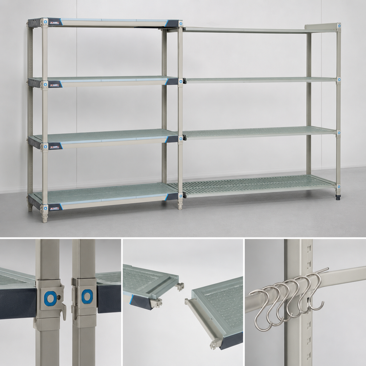 Product image #3 for MetroMax i 4-Shelf Add-On Polymer Shelving Unit, 48 in. W x 24 in. D x 63 in. H