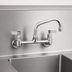 Thumbnail image #3 for Stainless Steel 8-Inch Center Backsplash Faucet with 6-Inch Swing Spout and Lever Handles