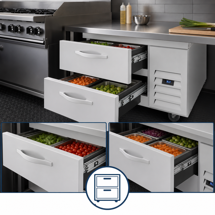 Product image #4 for Beverage-Air WTRCS36HC Two-Drawer Chef Base Refrigerator, 36-Inch, 5.64 Cu. Ft.
