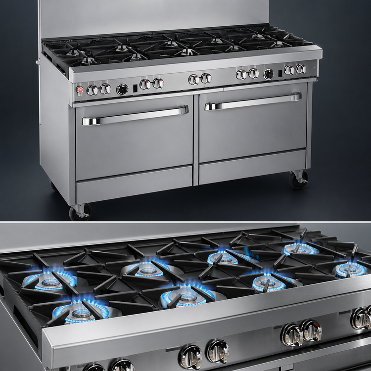 Product image #3 for Southbend Ultimate 60-Inch Gas Restaurant Range with 6 Burners, 24-Inch Charbroiler, and 2 Convection Ovens
