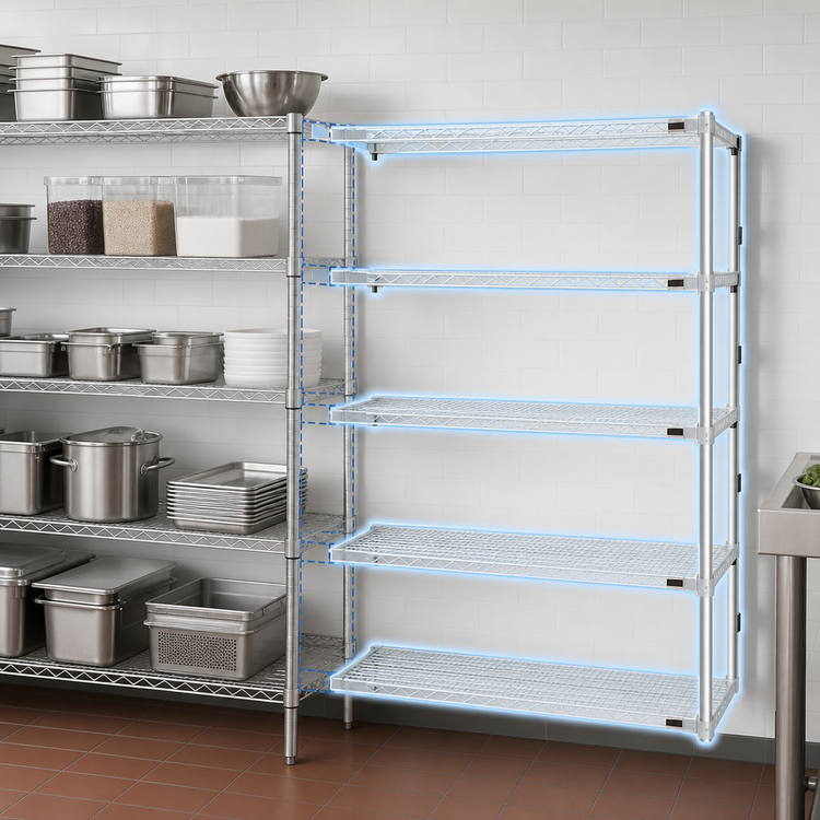 Product image #3 for EagleGard 4-Tier Add-On Wire Shelving Unit, 60 x 18 x 63 Inches, Hybrid Epoxy Finish