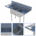 Thumbnail image #3 for Sapphire Manufacturing 56-Inch 2-Compartment Stainless Steel Sink with Dual Drainboards and Backsplash