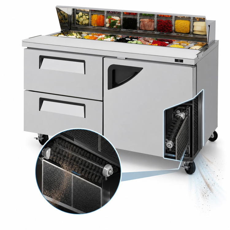 Product image #3 for Turbo Air Super Deluxe 60-Inch Two-Section Sandwich/Salad Prep Table with 2 Drawers and 1 Right-Hinged Door