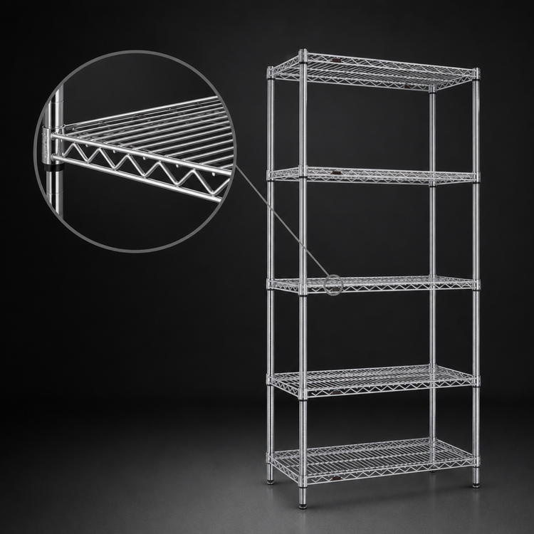 Product image #3 for Eagle Group 5-Tier Chrome-Plated Wire Starter Shelving Unit, 36W x 24D x 74H