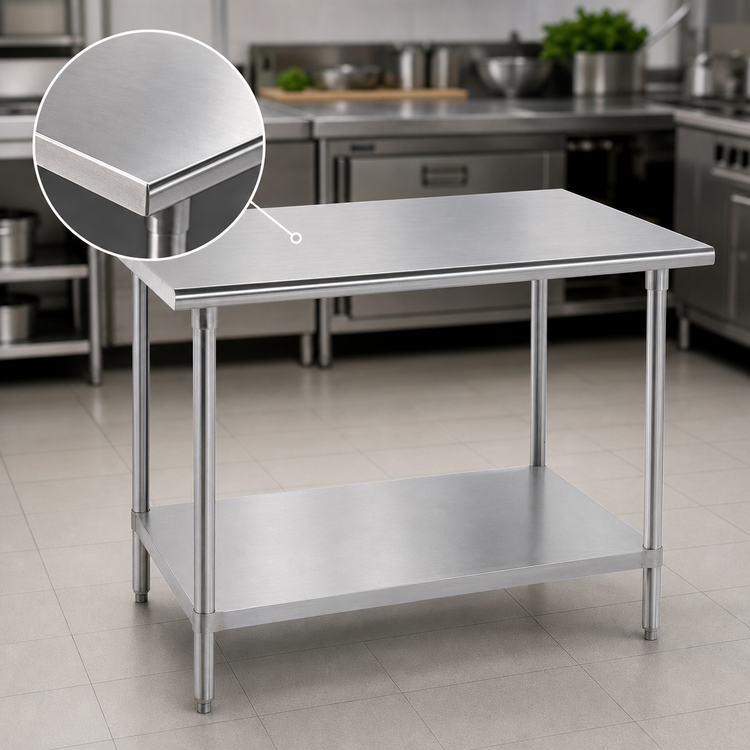 Product image #3 for Advance Tabco 84 x 30-Inch Flat Top Stainless Steel Work Table with Adjustable Undershelf