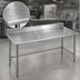 Thumbnail image #3 for Eagle Group Budget Series Stainless Steel Work Table with Backsplash and Tubular Base, 144 x 36 Inches