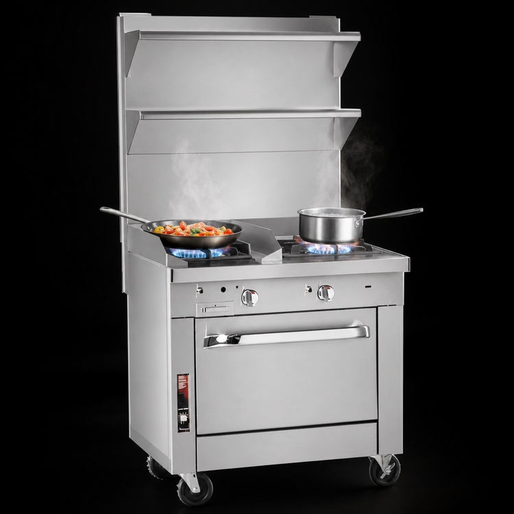 Product image #3 for Southbend Platinum 32-Inch Gas Heavy Duty Range with 2 Open Burners, 16-Inch Charbroiler and Cabinet Base