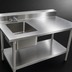 Thumbnail image #3 for John Boos 48 Inch x 30 Inch Stainless Steel Prep Table with Left Sink Bowl, 5 Inch Backsplash, and Adjustable Undershelf