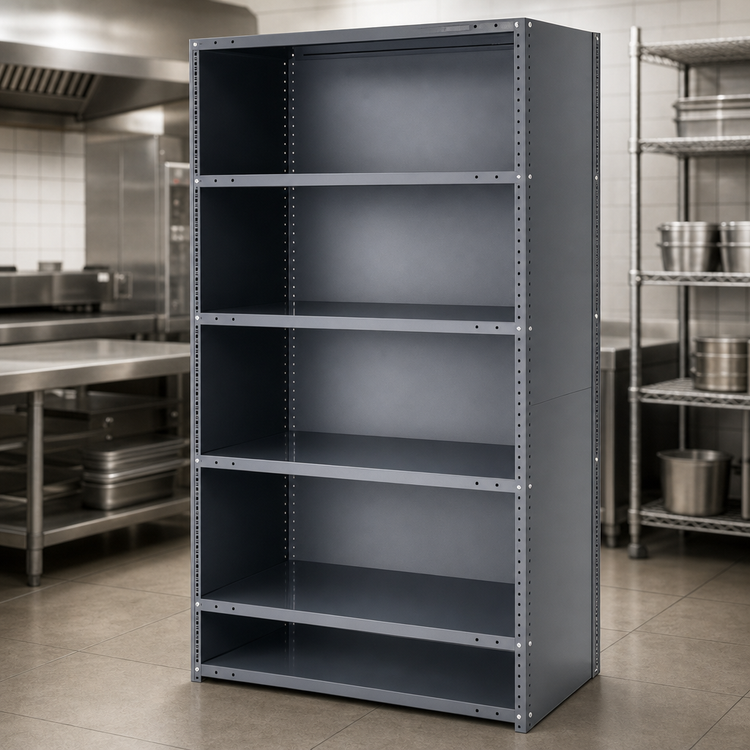 Product image #3 for IRONMAN 6-Shelf Closed 22-Gauge Steel Stationary Shelving Unit, 12 x 36 x 75 Inches