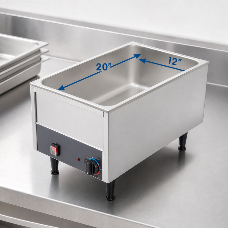 Product image #3 for Benchmark by Winco 12 x 20-Inch Countertop Wet Food Warmer with Adjustable Thermostat
