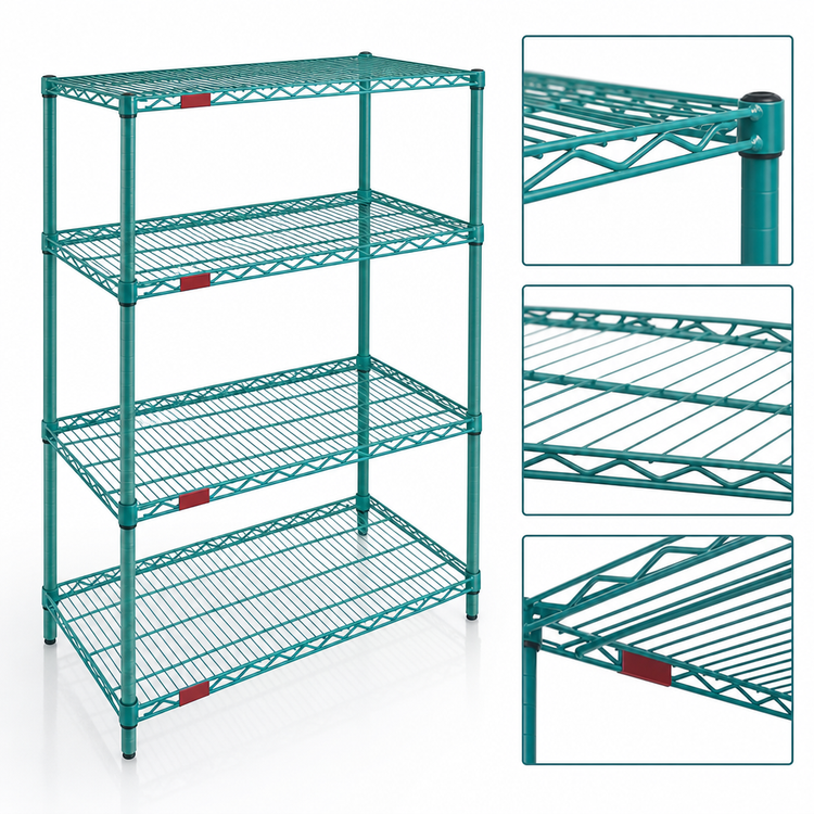 Product image #3 for EagleGard 4-Tier Stationary Starter Wire Shelving Unit, 72 x 18 x 63 Inches, Hybrid Epoxy Coated