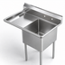 Thumbnail image #3 for Sapphire Manufacturing Commercial 1-Compartment Stainless Steel Sink with Left Drainboard and Backsplash, 38-1/2 Inch Wide