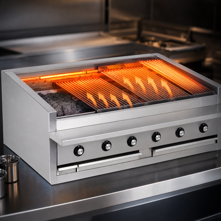 Product image #3 for Bakers Pride Dante Series L-48RS-R 48-Inch Low-Profile Countertop Gas Radiant Charbroiler