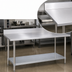 Thumbnail image #3 for Duke 84 Inch x 36 Inch 14-Gauge 300 Series Stainless Steel Work Table with 5 Inch Riser and Galvanized Undershelf