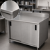 Thumbnail image #3 for Advance Tabco Special Value Enclosed Work Table with Cabinet Base, Mid-Shelf, Sliding Doors, and 5-Inch Backsplash, 108 x 30 Inches