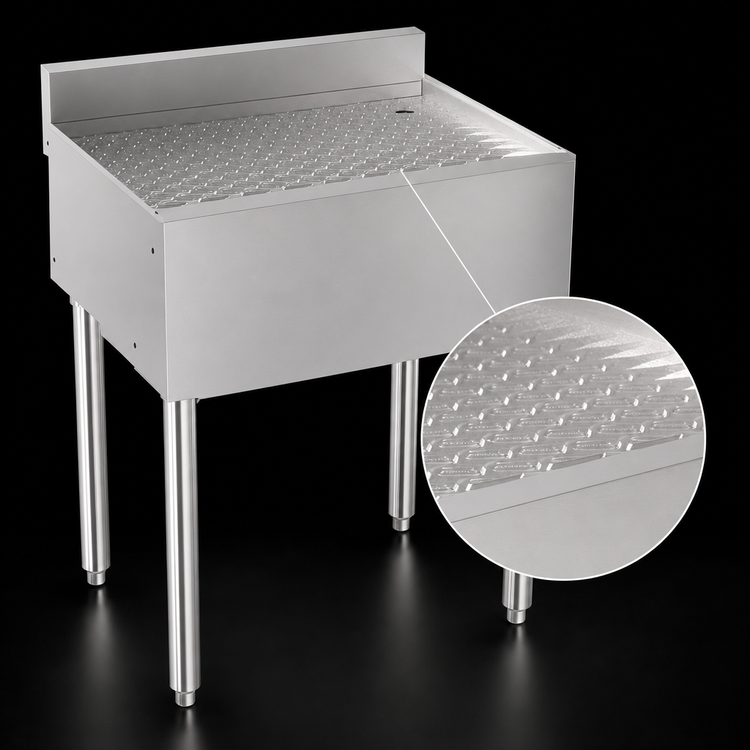 Product image #3 for Krowne Silver Series 24-Inch Stainless Steel Underbar Drainboard with 3-Inch Backsplash