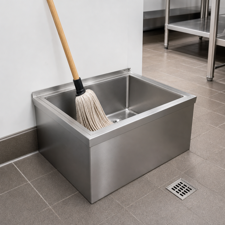 Product image #3 for John Boos Floor-Mounted Stainless Steel Mop Sink with 28" x 20" x 12" Compartment