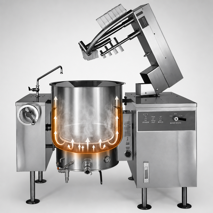 Product image #3 for Crown ELTM-40 40 Gallon Electric Tilting Kettle Mixer with 2/3 Steam Jacket