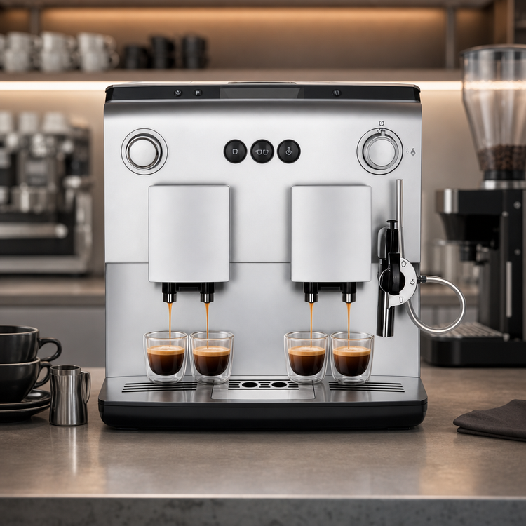 Product image #3 for Omcan USA 2-Group Automatic Commercial Espresso Machine with 1.9 L Reservoir