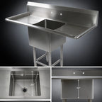 Thumbnail image #3 for John Boos Pro-Bowl 1PB1620-2D24 1-Compartment Stainless Steel Sink, 16-Gauge, Left & Right Drainboards, 10-Inch Backsplash, 67-1/4-Inch Wide