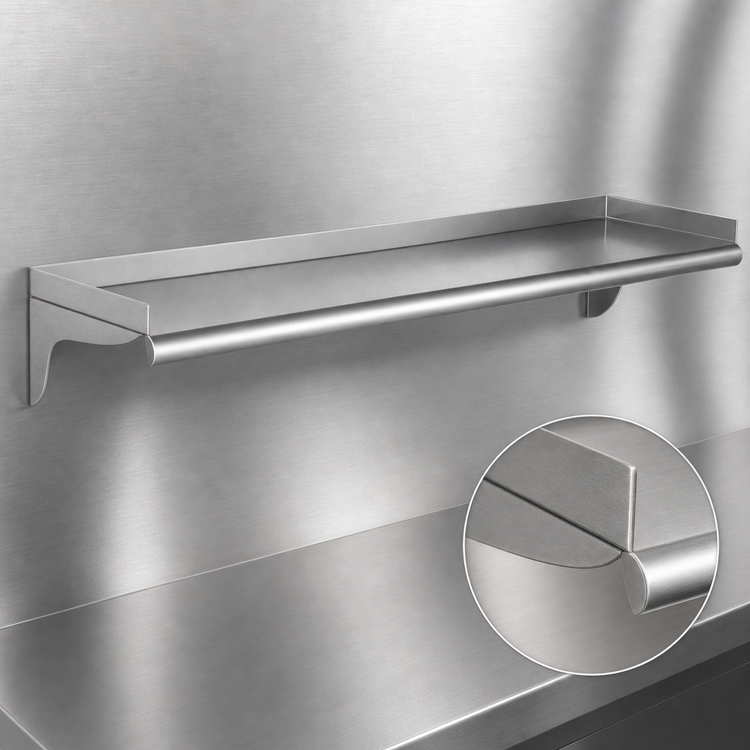 Product image #3 for Eagle Group Wall-Mounted Stainless Steel Shelf, 36 In. W x 12 In. D, 16 Gauge Type 304 Stainless Steel