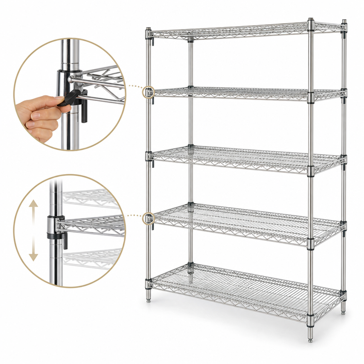 Product image #3 for Metro Super Erecta Super Adjustable Chrome Plated 5-Shelf Starter Wire Shelving Unit, 72 x 21 x 74 Inches