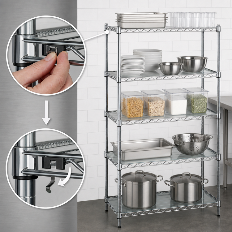 Product image #3 for Metro Super Erecta Super Adjustable Add-On Wire Shelving Unit, 36 x 18 x 74 Inches, 5 Shelves, Chrome-Plated