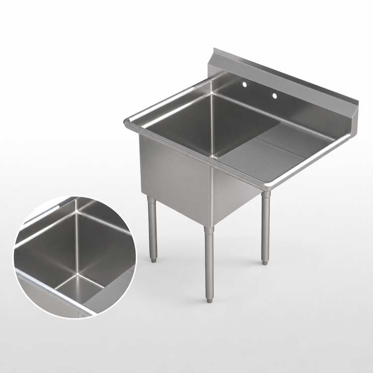 Product image #3 for Sapphire Manufacturing 1-Compartment Stainless Steel Sink with Right Drainboard