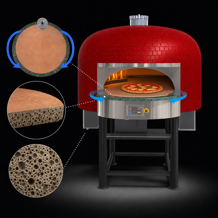Product image #3 for Neapolitan RT130G Freestanding Gas-Fired Rotating Brick Pizza Oven with 51.25-Inch Marra Stone Deck