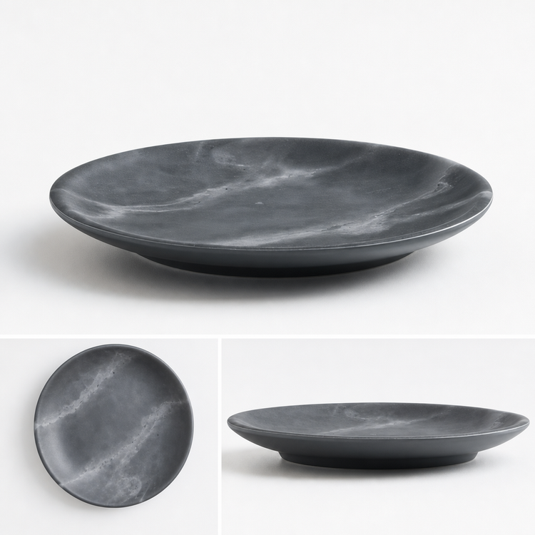 Product image #3 for 6-Inch Round Coupe Melamine Plate, Matte Gray Marble