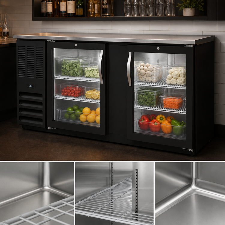 Product image #3 for Beverage-Air 68-Inch Two-Section Food-Rated Glass Door Back Bar Refrigerator