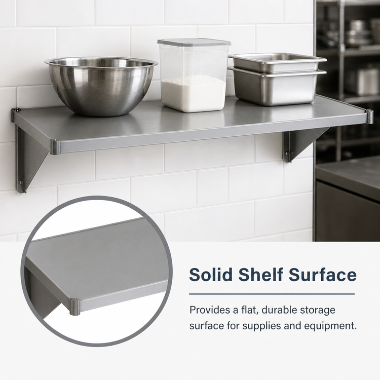 Product image #3 for Eagle Group Valu-Master 36"W x 14"D Solid Commercial Shelf, 600 lb Capacity, Gray Epoxy Finish